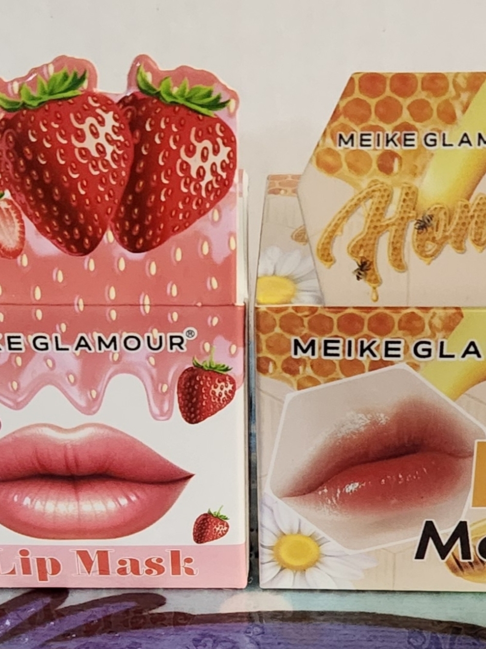 Meike Glamour Strawberry & Honey Lip Masks - Pink, Beige